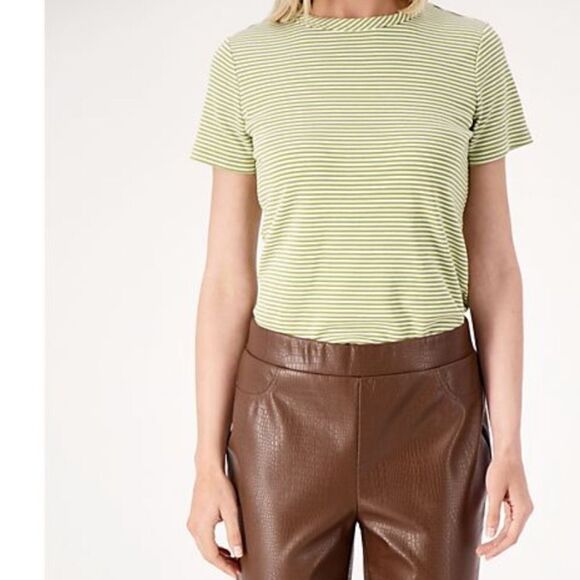 NWT Isaac Mizrahi Plus Size Brown Faux Croc Leather Ankle Pant - Size 28 - Picture 4 of 6